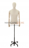 Linen male bust with wooden arms and worker base