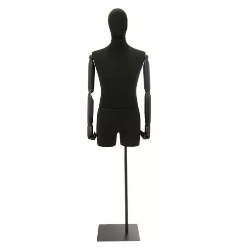 Busto uomo black lycra con braccia legno e mezza gamba