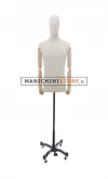 Busto uomo in lino naturale con braccia in legno - 1