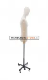 Busto uomo in lino naturale con braccia in legno - 1
