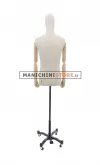 Busto uomo in lino naturale con braccia in legno - 1