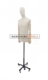Busto uomo in lino naturale con braccia in legno - 1