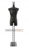 Busto manichino uomo precolorato nero con base a scaletta