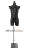 Busto manichino uomo precolorato nero con base a scaletta