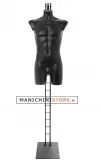 Busto manichino uomo precolorato nero con base a scaletta
