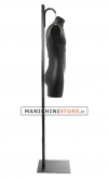 Busto manichino uomo precolorato nero con base a scaletta