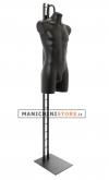 Busto manichino uomo precolorato nero con base a scaletta
