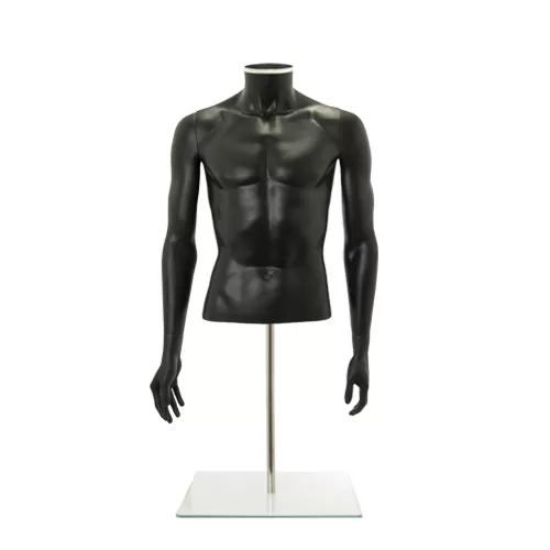 Busto uomo nero con braccia e base da banco