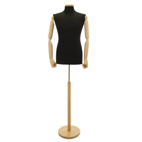 Busto uomo lycra nero con braccia legno