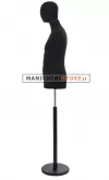 Busto uomo total black con testa e base tonda