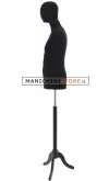 Busto uomo total black con testa e base treppiede