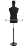 Busto uomo total black con testa e base tonda
