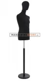 Busto uomo total black con testa e base tonda