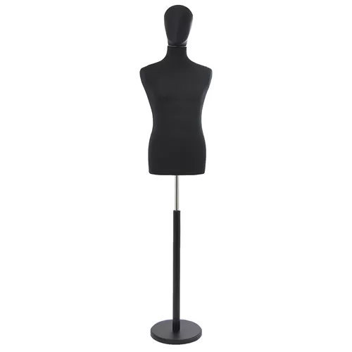 Busto uomo total black con testa e base tonda