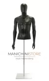 Busto uomo nero con testa, braccia e base