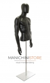 Busto uomo nero con testa, braccia e base