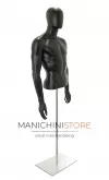 Busto uomo nero con testa, braccia e base