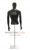 Busto uomo nero con testa, braccia e base