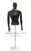 Busto uomo nero con testa, braccia e base