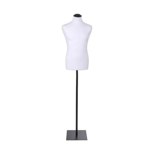 Busto uomo in tessuto Bianco con base quadra nera