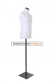 Busto uomo in tessuto Bianco con base quadra nera