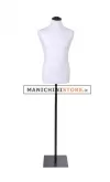 Busto uomo in tessuto Bianco con base quadra nera