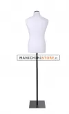 Busto uomo in tessuto Bianco con base quadra nera