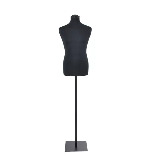 Busto uomo in tessuto Nero con base quadra nera