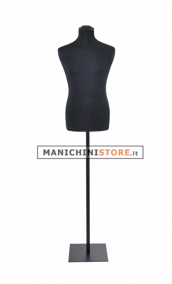 Busto uomo in tessuto Nero con base quadra nera