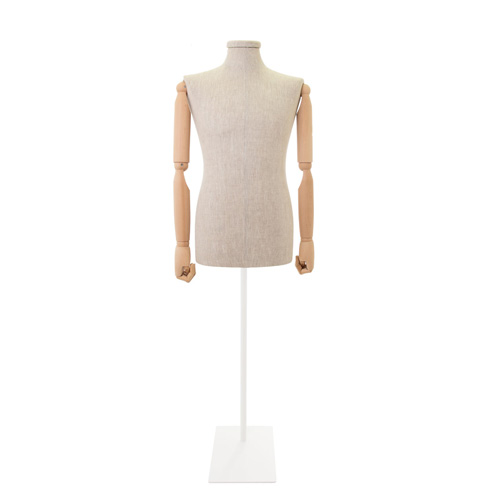 Busto uomo in lino con braccia legno