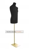 Busto uomo in tessuto nero con base rettangolare oro