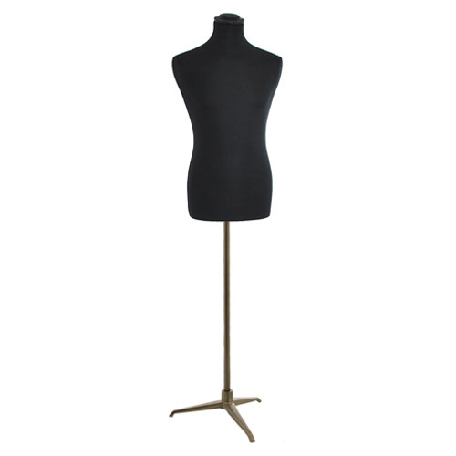 Busto uomo in tessuto nero con base treppiede bronzo