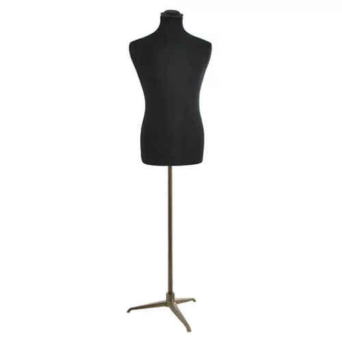 Busto uomo in tessuto nero con base treppiede bronzo