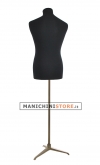 Rental service for 1 black fabric male bust with bronze tripod base