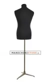 Noleggio busto uomo in tessuto nero con base treppiede bronzo