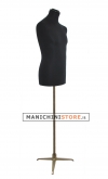 Busto uomo in tessuto nero con base treppiede bronzo