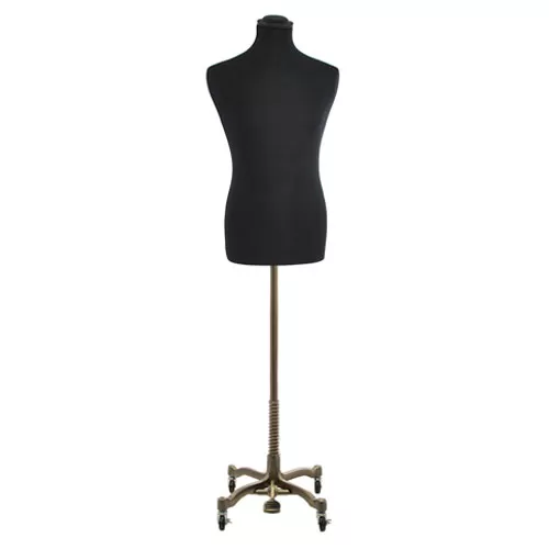 Busto uomo in tessuto nero con base worker bronzo