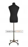 Busto uomo in tessuto nero con base worker bronzo