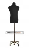 Busto uomo in tessuto nero con base worker bronzo