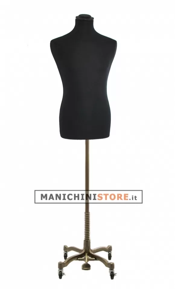 Busto uomo in tessuto nero con base worker bronzo