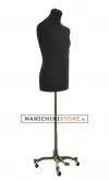 Busto uomo in tessuto nero con base worker bronzo