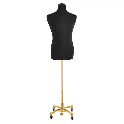Busto uomo in tessuto nero con base worker oro