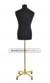 Busto uomo in tessuto nero con base worker oro