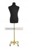 Busto uomo in tessuto nero con base worker oro