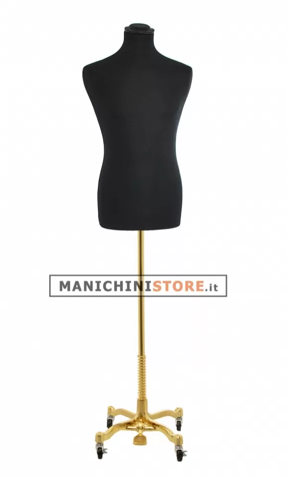 Busto uomo in tessuto nero con base worker oro