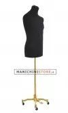 Busto uomo in tessuto nero con base worker oro