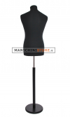 Busto uomo total black con base tonda
