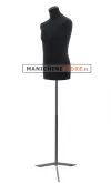 Busto uomo in tessuto Nero con base treppiede grezza