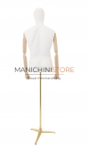 Busto uomo con braccia legno e base treppiede oro
