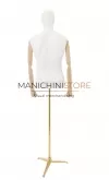 Busto uomo con braccia legno e base treppiede oro